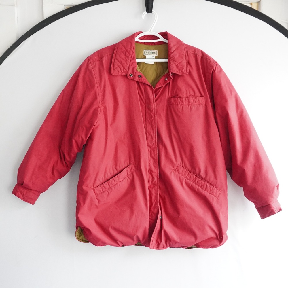 VTG LL‎ Bean Womens Pink Quilted Goose Down Barn Style Jacket Size S Warm Cozy